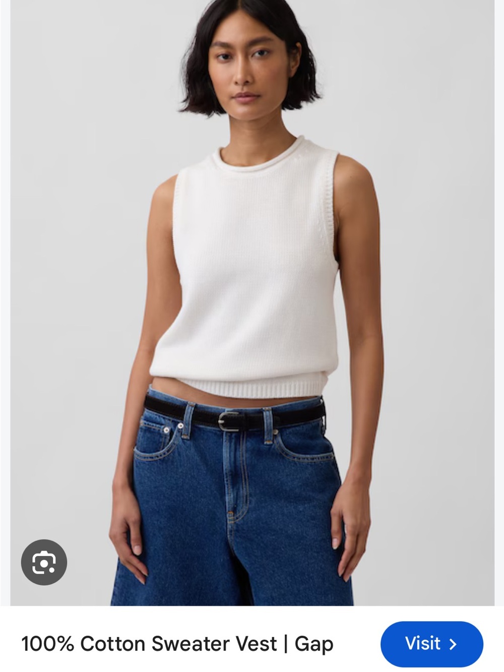 GAP Cream Cotton Sleeveless Sweater Tank (100% Cotton)